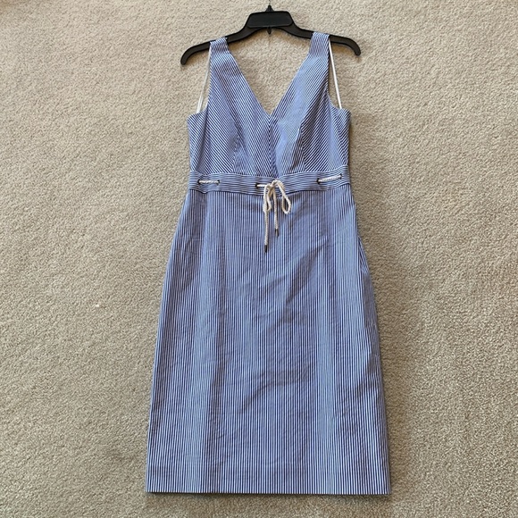 NWT J. Crew double v-neck seersucker dress, women’s size 6 - Picture 1 of 6